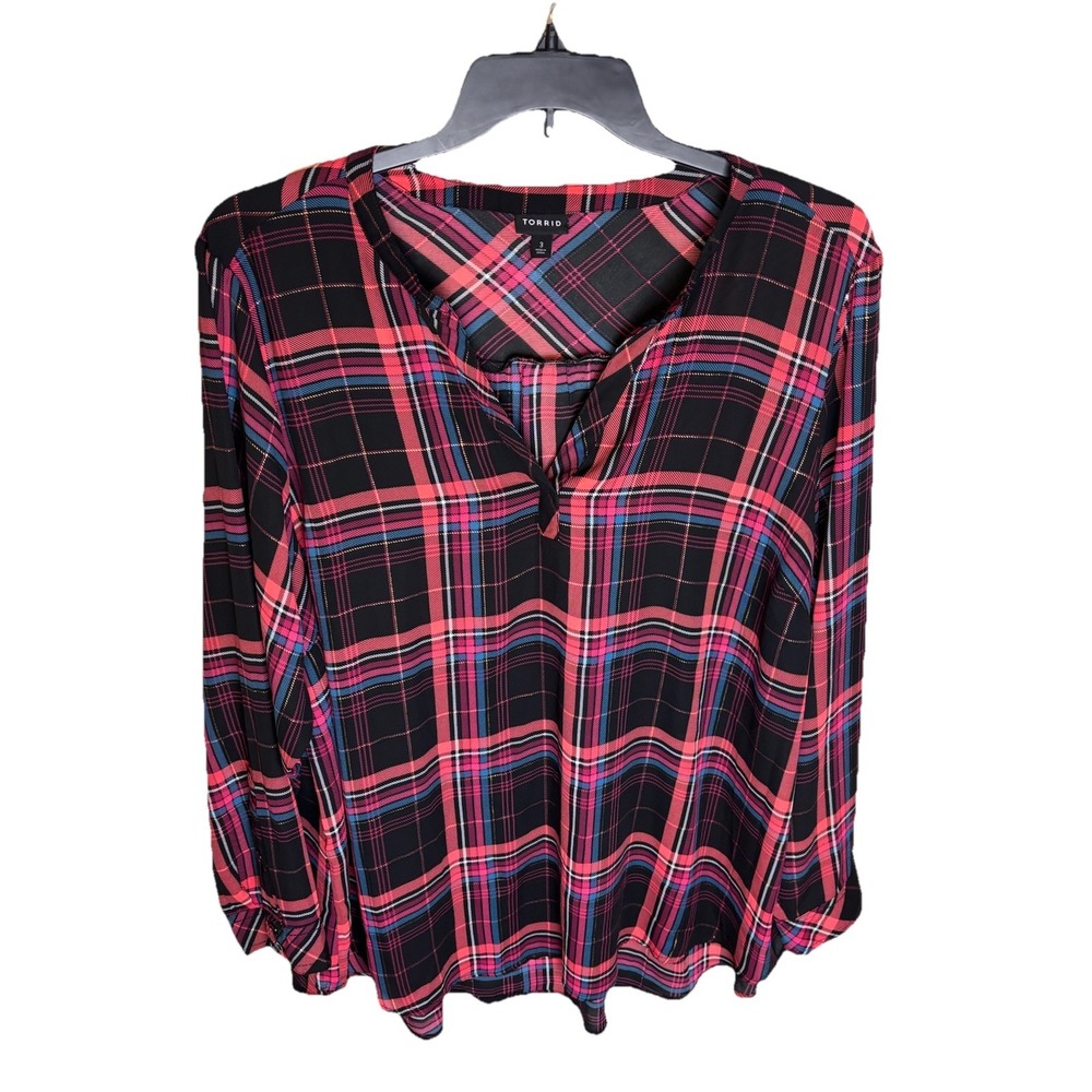 Torrid Georgette Plaid Shirt Size 3 (3X)